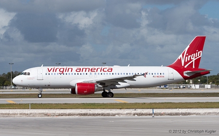 Airbus A320-214 | N635VA | Virgin America | FORT LAUDERDALE-HOLLYWOOD (KFLL/FLL) 02.12.2012