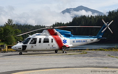 Sikorsky S.76C | C-GIHJ | Helijet International  |  Helijet International operates air medical equipped Sikorsky S.76 helicopters from Prince Rupert Seal Cove seaplane base | PRINCE RUPERT SEAL COVE SEAPLANE BASE (CZSW/ZSW) 14.08.2023